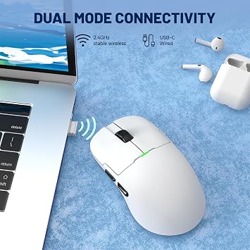 ATTACK SHARK x Ajazz AJ159 Gaming Mouse,2.4G Wireless Mouse,56g Ultralight,26K DPI PAW3395 Sensor,6 Programmable Buttons,Ergonomic Wired Gaming Mouse USB3.0 with 80M Click Switch for PC/MAC