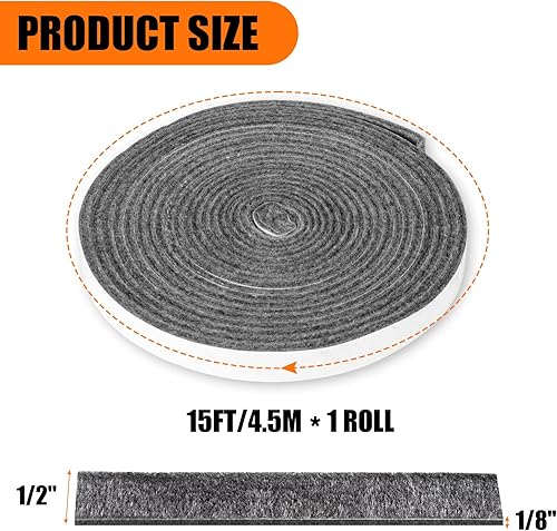Miniatura 2 de Sellos de juntas de ahumador de 15 pies, 12 "x 18" de alta temperatura para parrilla de repuesto de fieltro autoadhesivo, cinta de juntas de