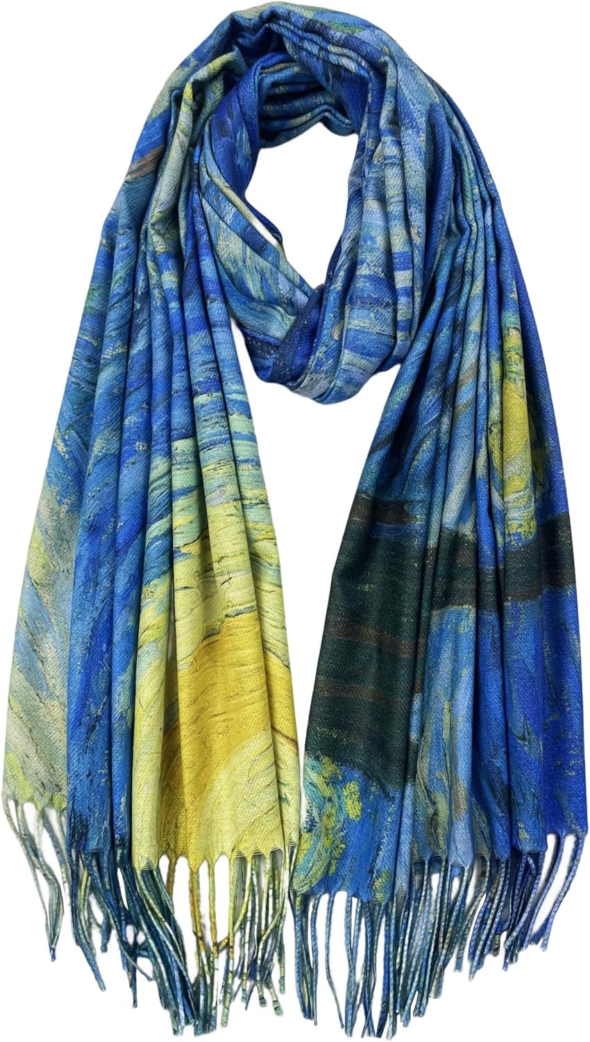 VENVSBEE Van Gogh Art Print Scarf for Women Best Gift Soft Warm Cashmere Feel Shawl Wrap Pashmina Rave