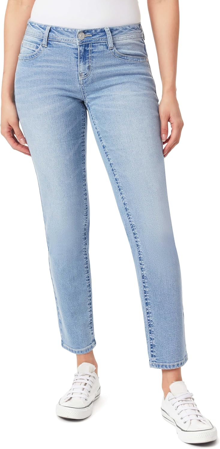 WallFlower Womens Feisty Curvy 30" Low Rise Straight Insta Stretch Juniors Jeans