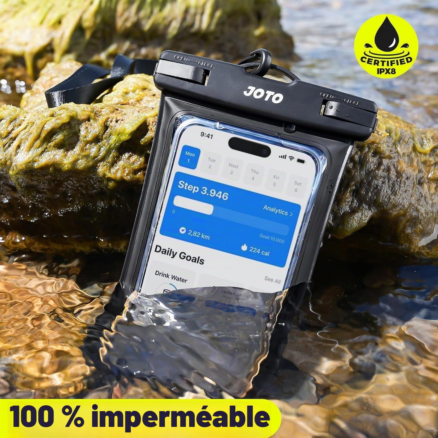 JOTO Housse Étanche Smartphone IPX8 7 Pouces Noir