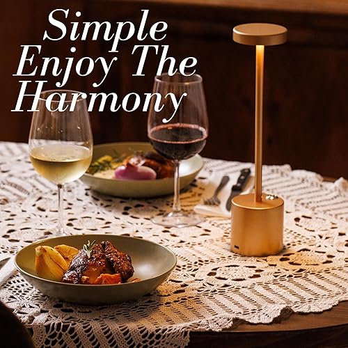 Miniatura 6 de Moss & Stone Paquete de 2 lámparas de mesa portátiles inalámbricas LED, lámpara de escritorio inalámbrica USB, lámpara de mesa recargable de 3000