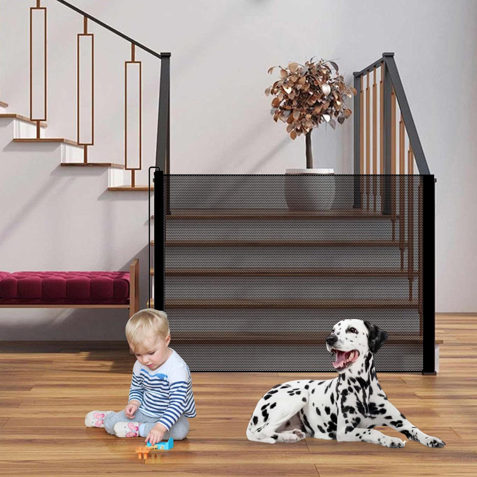 Cancello A Maglie Per Animali Domestici Facile Installazione Senza Fori | Cancello A Rete Per Cani Per Ingressi Per Cucine Porte Corridoi Interni Cortili Balconi Terrazze