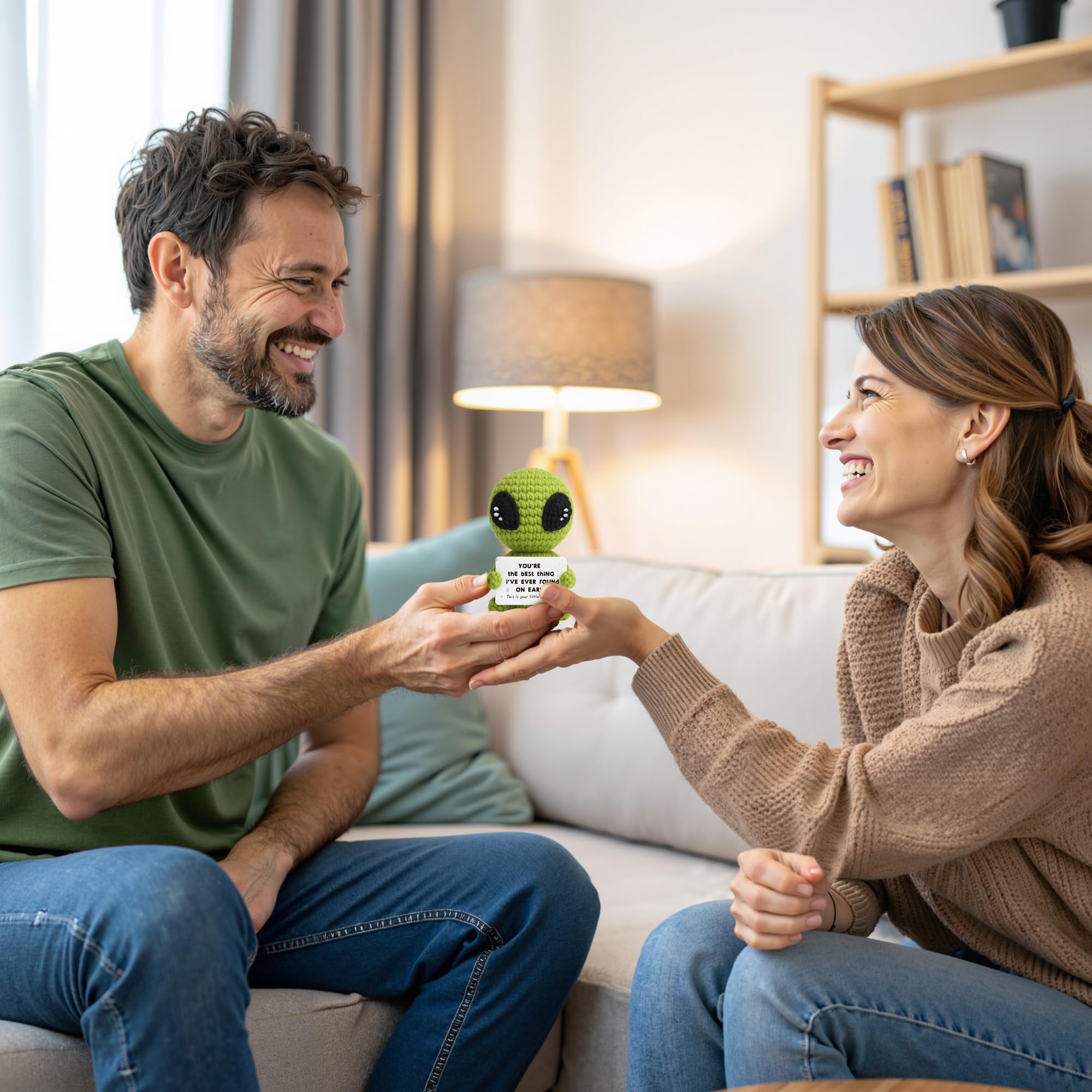 Crochet Alien Plush with Love Message – “You’re the Best Thing I’ve Ever Found on Earth” – Handmade Valentine’s Day Gift for Girlfriend, Boyfriend, Wife or Husband – Cute - 5