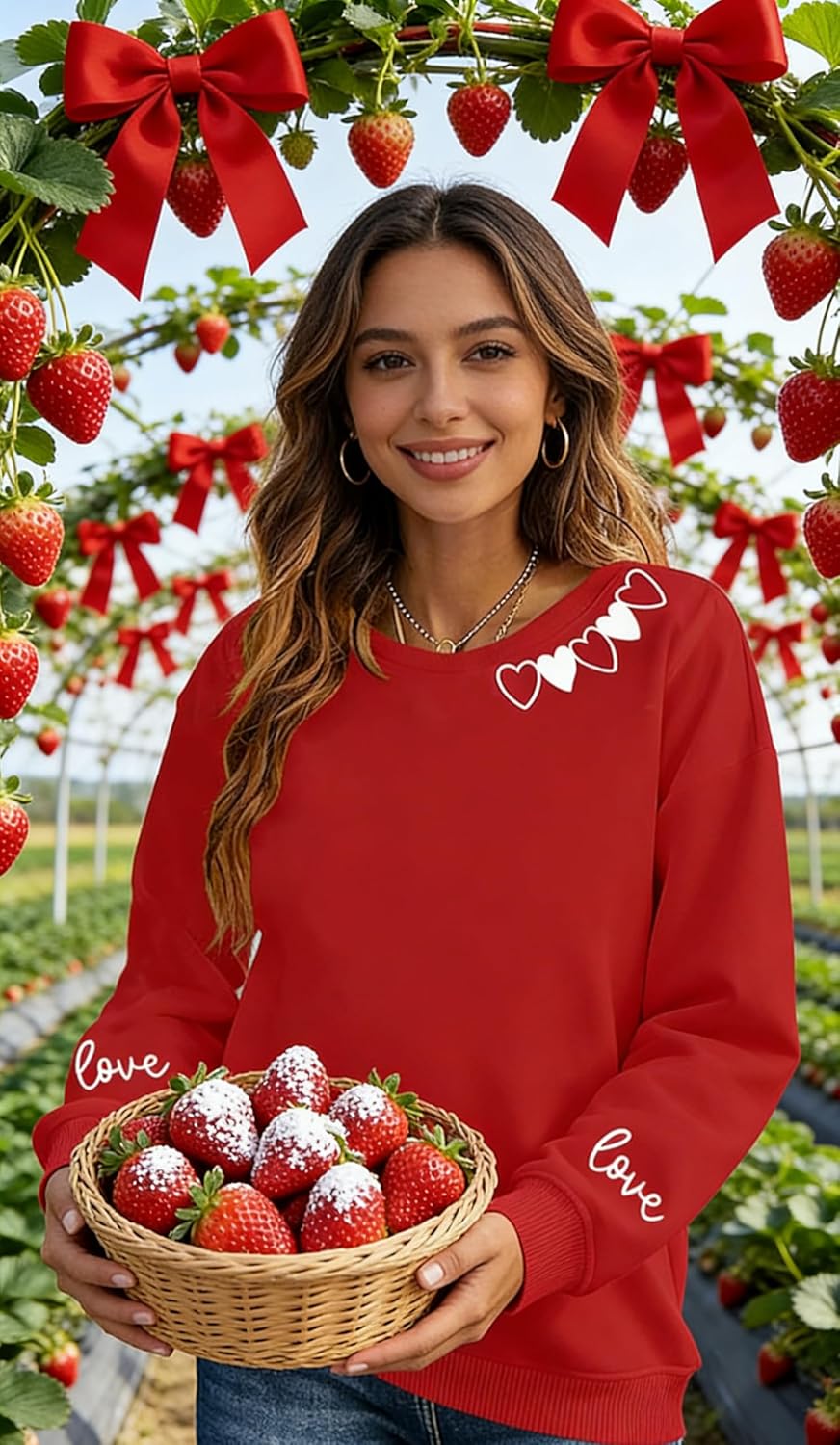 Valentine's Day Sweatshirt Women's Funny Love Heart Graphic Shirt Casual Long Sleeve Pullover Top - Image 3