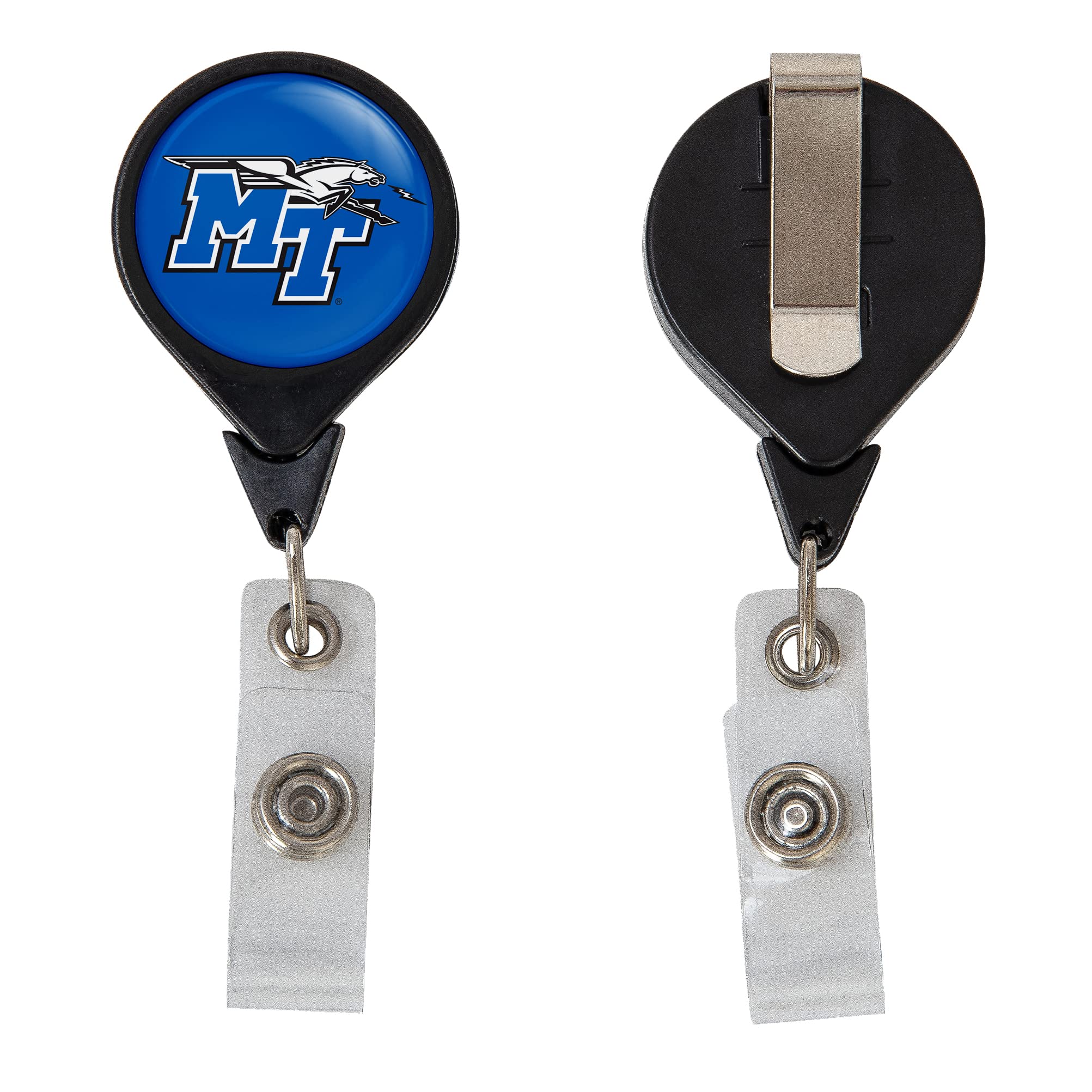 Desert Cactus Middle Tennessee State University Retractable Badge Holder Blue Raiders MTSU ID Reel with Ticket Clip for Lanyard, Work, School & Office Access