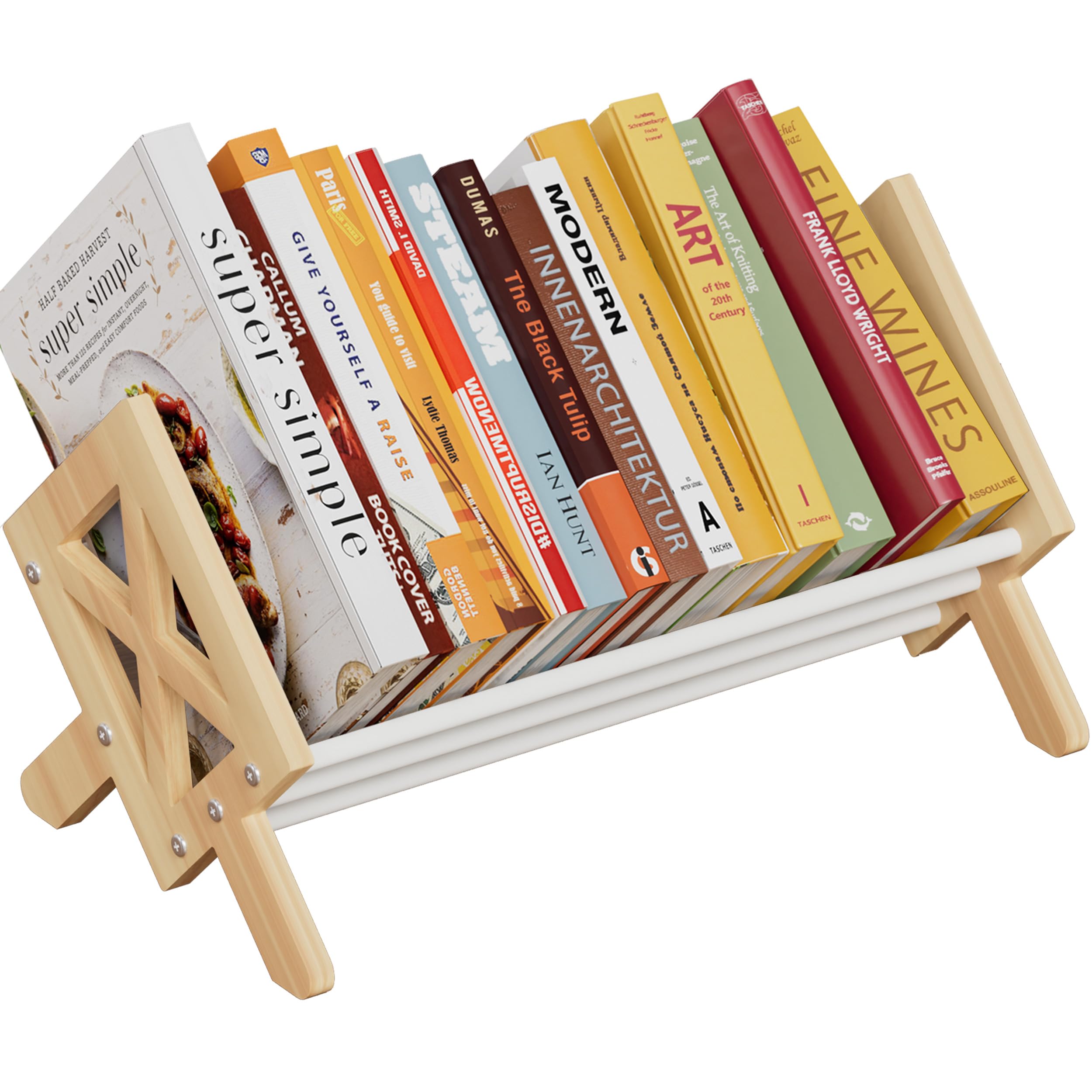 THYGIFTREE Kippbares Bücherregal aus Holz für Wohnzimmer/Zuhause/Büro, Schreibtisch Organizer, Bücherregal-Aufbewahrungsregal zur Präsentation von CDs/Magazine/Books Display