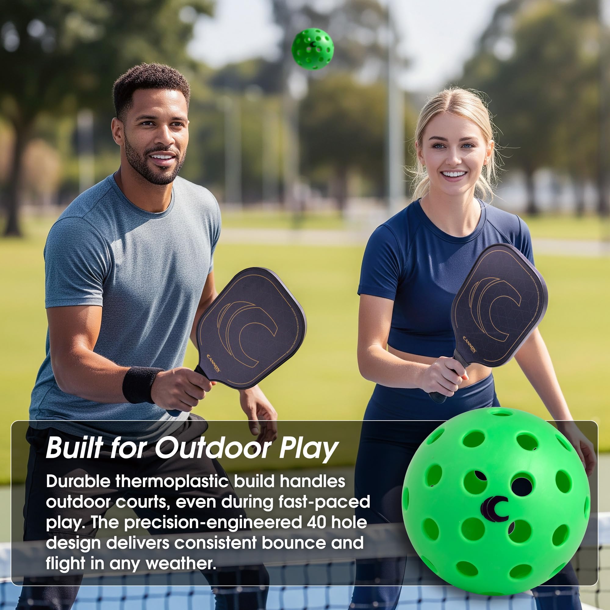Cannon Sports 4er-Pack Pickleballs mit Tragetasche – 40-Loch-Outdoor-Bälle – hohe Sichtbarkeit, langlebig und rissfest für alle Schwierigkeitsstufen