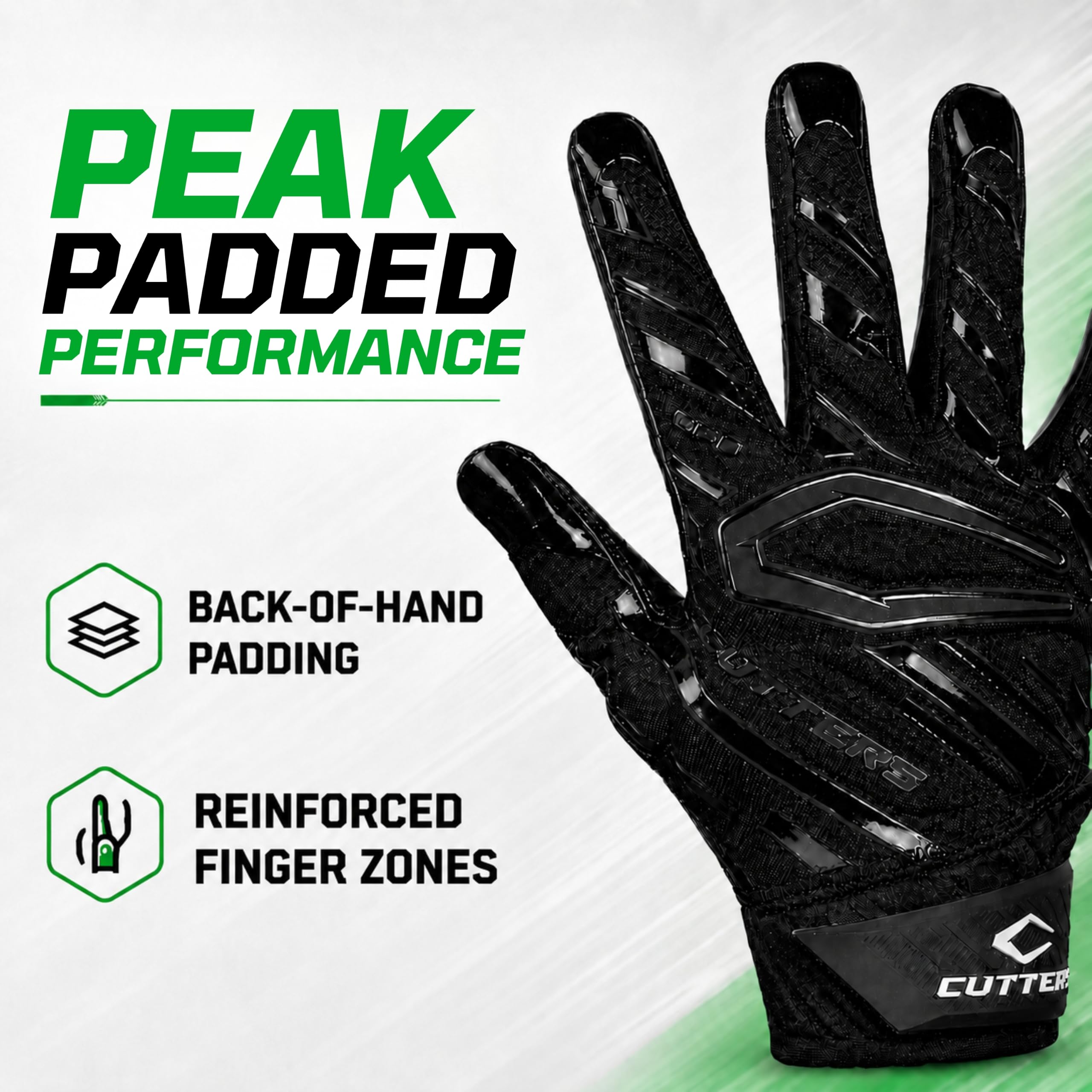 Cutters Gamer - Gepolsterter Fußballhandschuh für Spieler, Receiver, Linier, extra Grip
