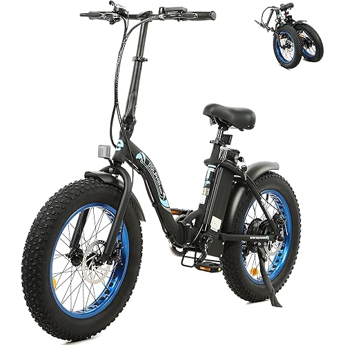 ECOTRIC 20" Powerful Electric Bike for Adults 500W 36V Folding Fat Tire Bicycle 12.5AH Lithium Battery Ebike Rear Motor Alloy Frame Shimano 7 Speed Gear (Black/White)