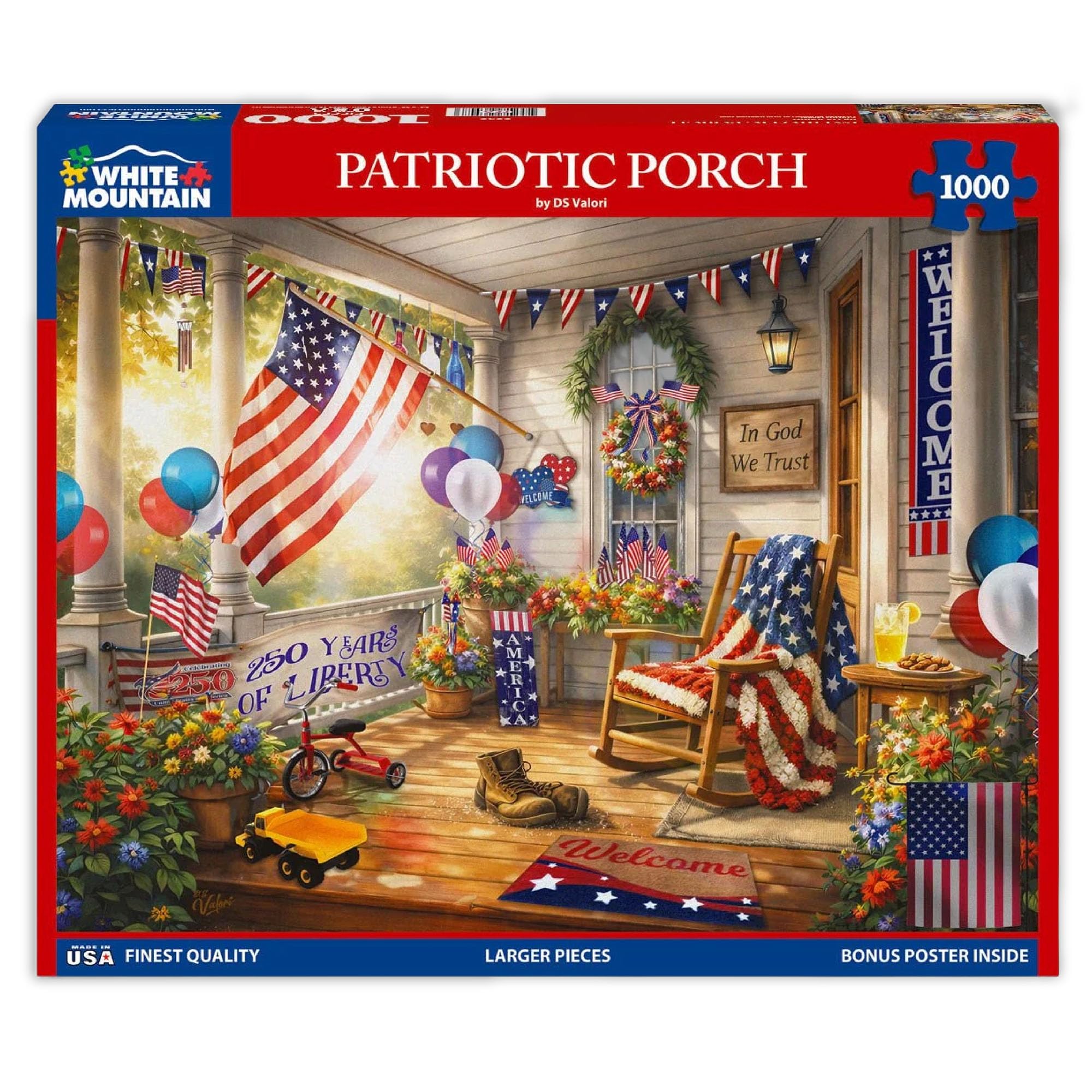 White Mountain 1000 Piece Patriotic Porch Puzzle -3