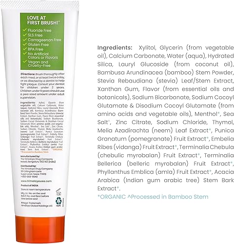 Miniatura 2 de Himalaya Pasta dental antiplaca blanqueadora con bambú + sal marina para un blanqueamiento suave, 4 onzas