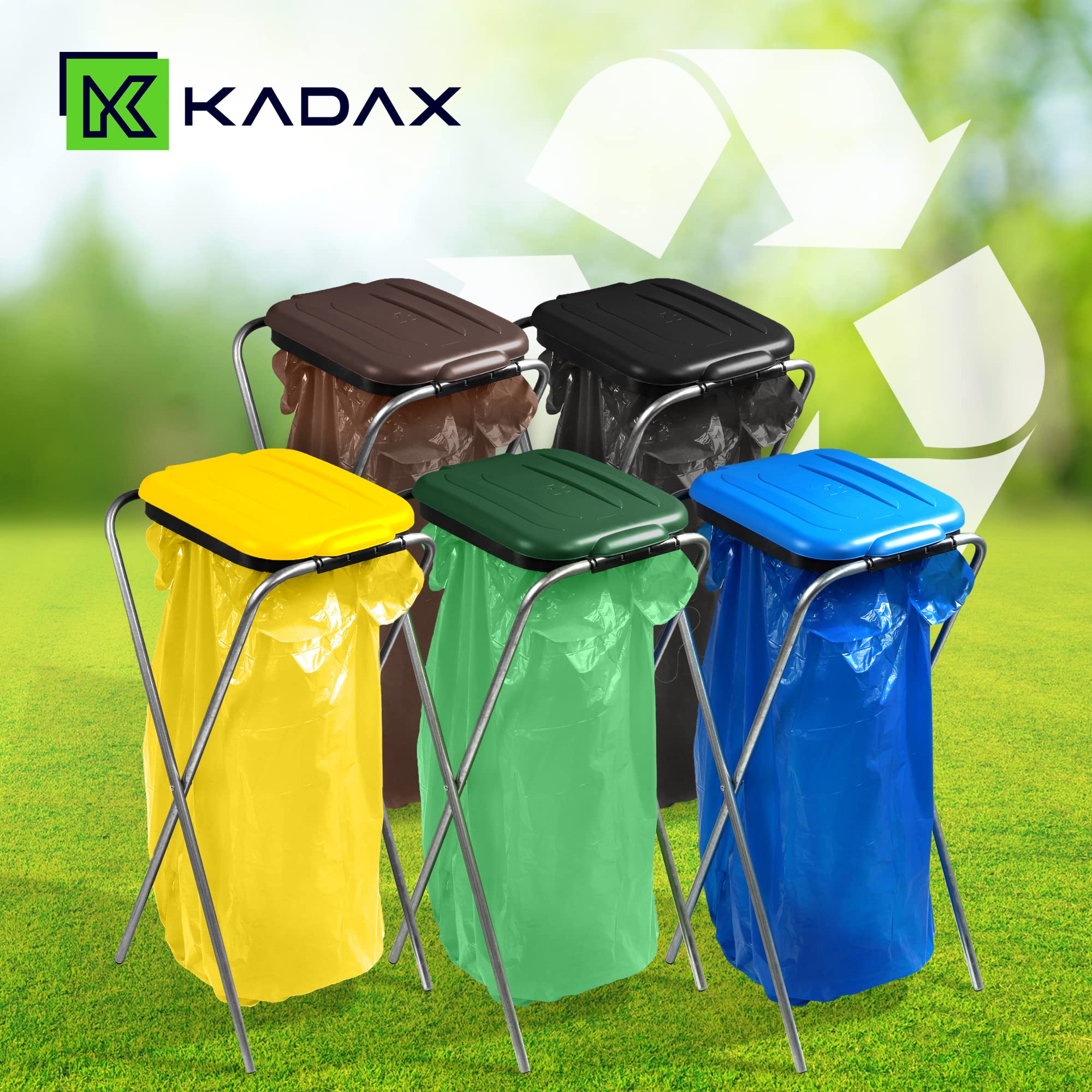 KADAX Porte-Sac Poubelle pour Intérieur et Extérieur, Support Pratique et Efficace pour Les Sacs de Recyclage, Facilitant la Gestion des Déchets (Marron)