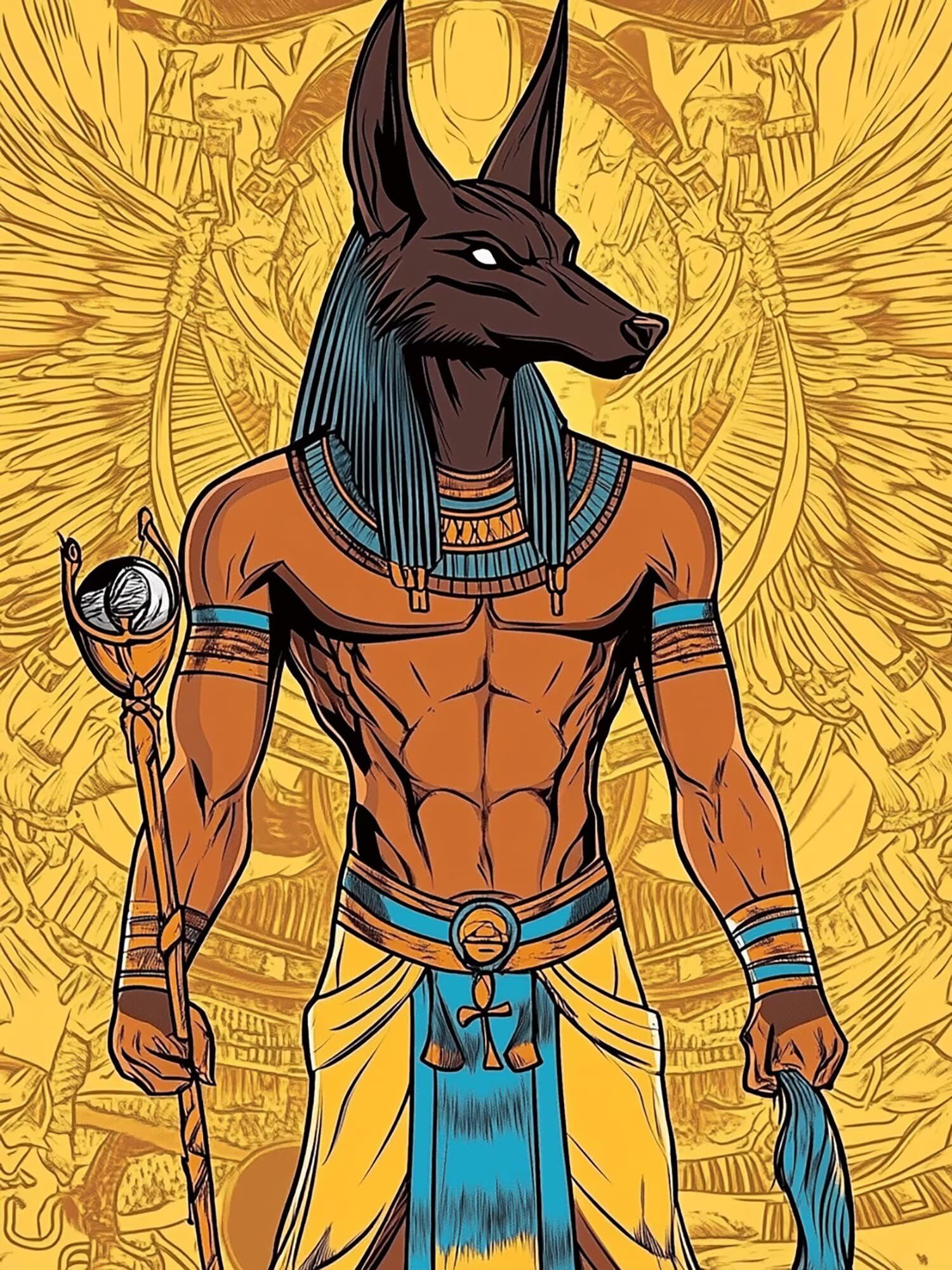 Diamond Painting Anubis, Hund Diamond Painting Erwachsene 5D Runder Full Drill Diamond-painting, DIY Bastelset Kreativ Set für Erwachsene, Crystal Art Home Wand Dekor, Geschenke 90x120cm, Model667