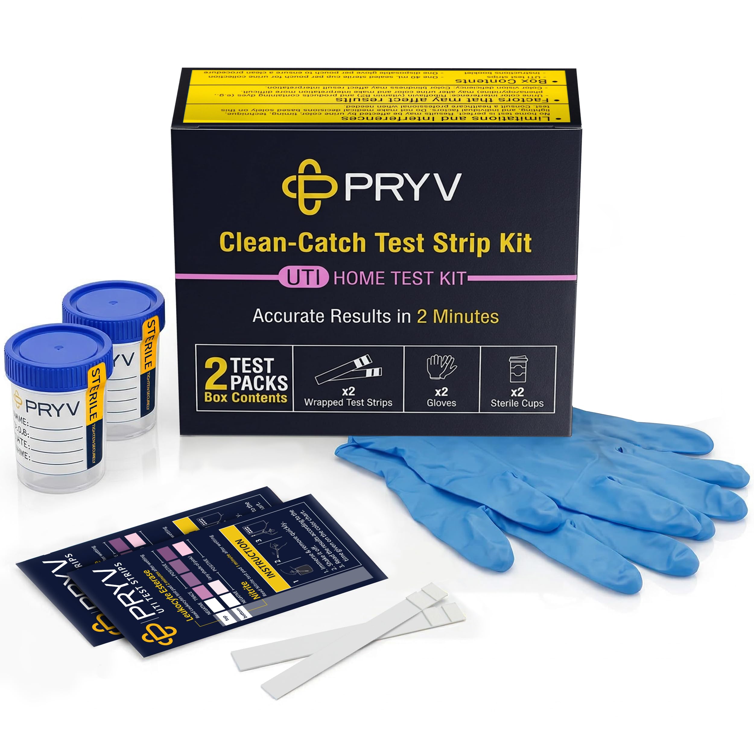 2 in 1 UTI Test Strips for Women &amp; Men with Sterile Cups &amp; Gloves
