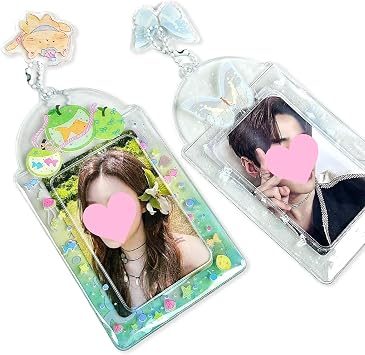2 Pack K-pop Photocard Holder Keychain, Photo Card Holder Butterfly and Cat