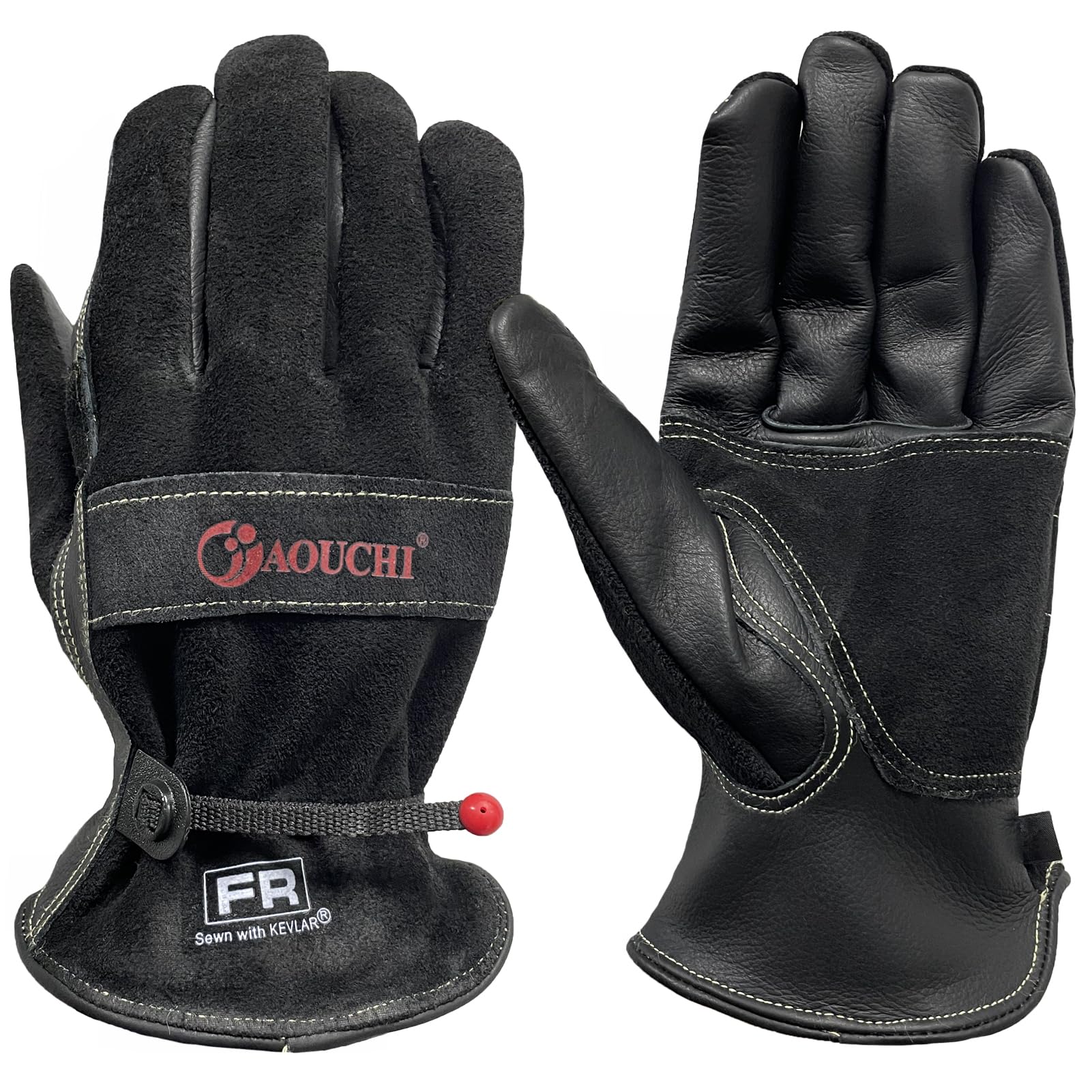 AOUCHI Leather Work Gloves for Men with Cotton Lining Medium Thorn Proof Cactus Gardening Yard Work Gloves for Rose Pruning TIG/MIG Welding