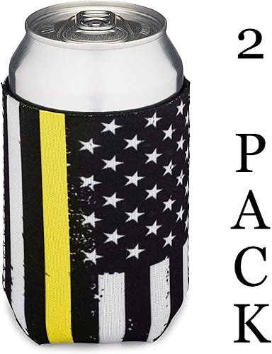 Miniatura 8 de Thin Red Line - Juego de 2 fundas plegables para latas de cerveza y botellas para bebidas  Tamaño estándar de 12 onzas  Neopreno aislado de 0.118in