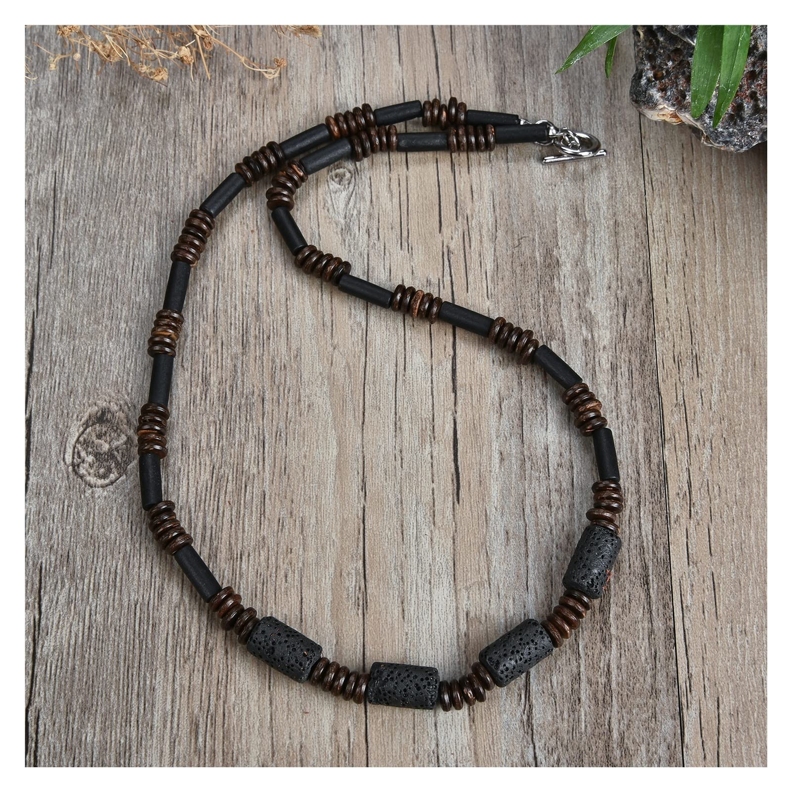 creazione di Gioielli Collana di Perline di Pietra Naturale Uomini e Donne Non mostrano Gioielli in Acciaio. (Color : 45cm, Size : 4)