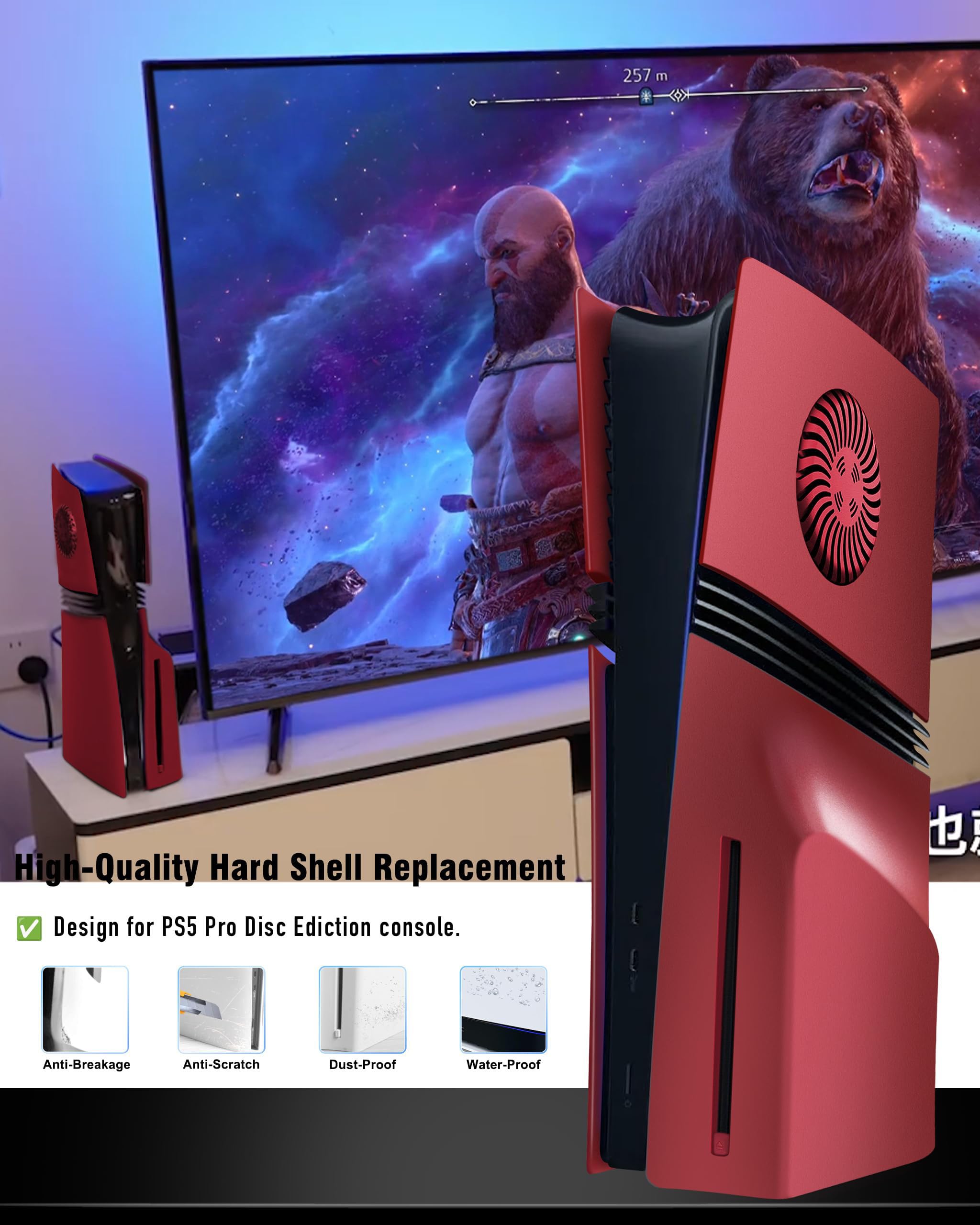 Joso Płyta czołowa do PS5 Pro wersja cyfrowa, odporna na zarysowania obudowa pyłoszczelna, osłona pasuje do konsoli PS5, płyty do akcesoriów PS5 Pro, łatwa instalacja