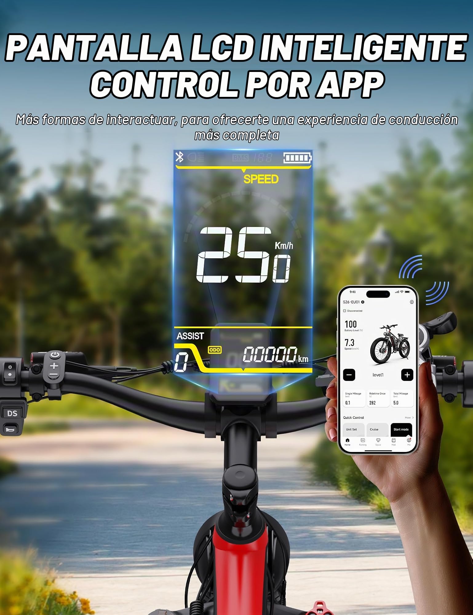 S26 Bicicleta Eléctrica de Montaña Incluye Doble Motor 250W, Bici Eléctrica Fat 26x4 con Batería 48V 20Ah,Autonomía 120KM, Frenos Hidráulicos & App Bluetooth,Ideal para Aventuras Off-Road