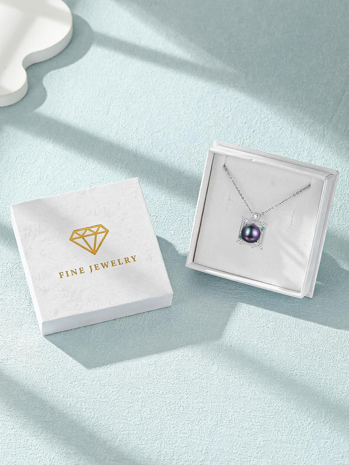 Black Pearl Necklace for Women Sterling Silver Cubic Zirconia Simple Dainty Freshwater Pearl Necklace Jewelry Gifts - Image 6