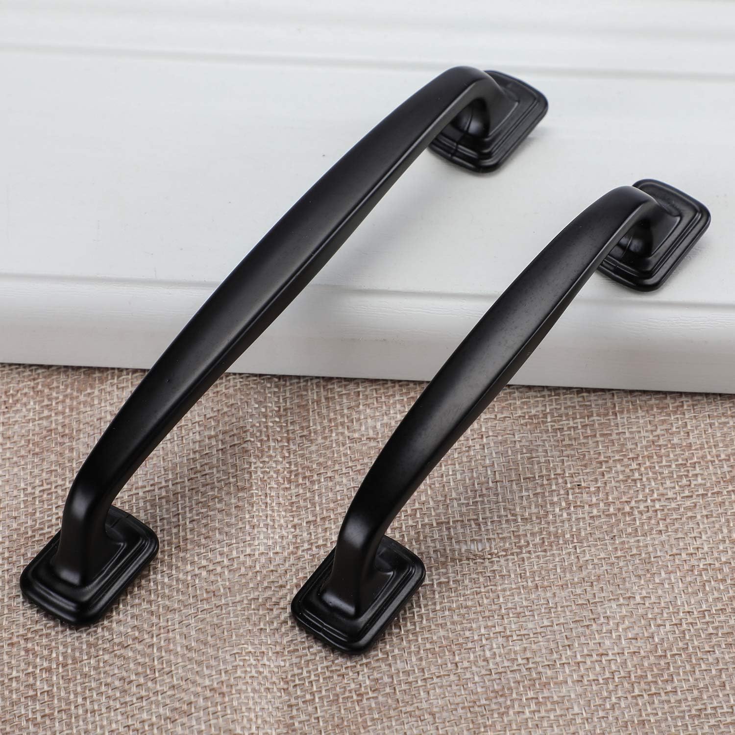 10 Pack MOOD.SC 3.8-inch Square Contemporary Cabinet Handle Pull Black Furniture Handlefor Kitchen Cupboard Door Bedroom Dresser Drawer Bathroom Wardrobe Hardware (10, Screwhole Distance: 3.8"/96mm)