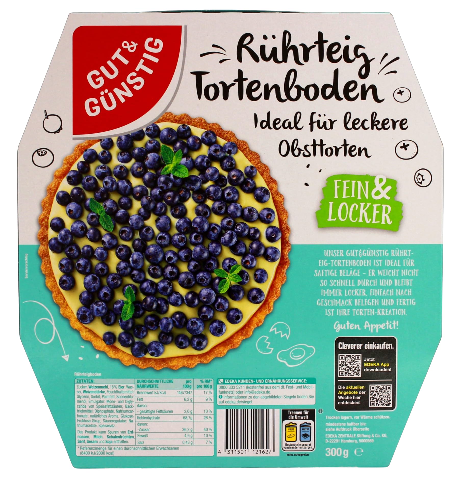 Gut & Günstig Rührteig Tortenboden, 5er Pack (5 x 300g)