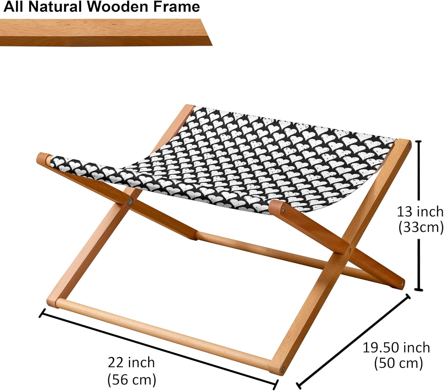 review Ambesonne Hearts Pet Hammock, Grungy Graphic Pattern of Repeating Hearts with Blots and Brush Strokes, Bed for Kittens Canopy with Durable Wooden Frame, 22
