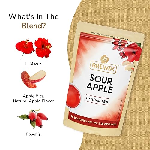 Vista 18 de BREWIX Bolsas de té de albahaca sagrada (15 bolsas de té piramidales) Camiseta con hojas de tulsi y manzanilla Sin cafeína, té de hierbas