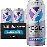 Vista 1 de Yesly Agua Funcional, Granada Acai Arándano, Agua Sin Gas con Sabor Natural con Electrolitos, Magnesio, Potasio, Vitamina C, B6 y B12, Cero Azúcar