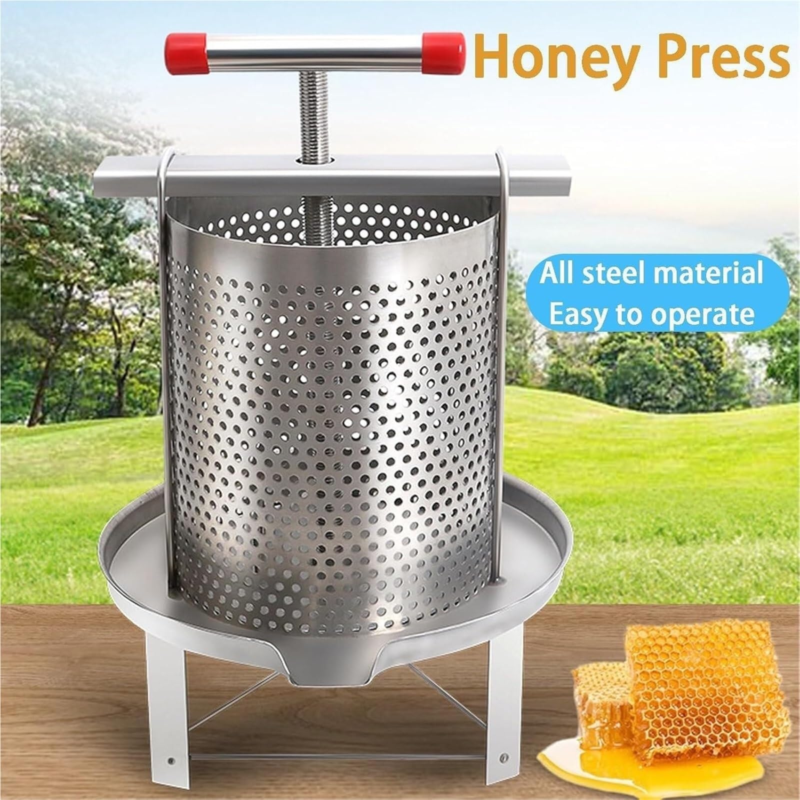 Presseur de miel manuel, presse à cire manuelle de presse à miel domestique | Outil d'apiculture extracteur en acier inoxydable 304 for la fabrication de cire d'abeille, de vin et de jus de fruits.