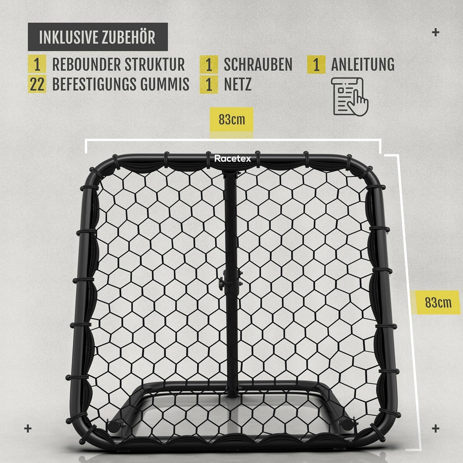 Racetex Rebounder für Fußball - Fussball Rebounder mit robuster Konstruktion - Stufenlos Verstellbar - Fußball für Schuss-, Pass- und Ballannahme Training