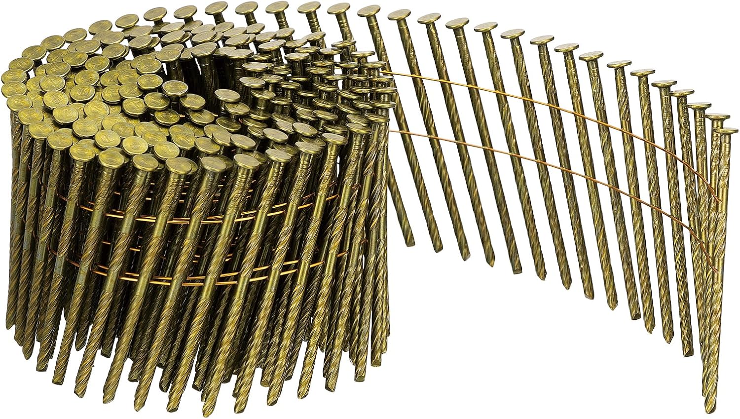 HiKOKI VS3275NU Wire Connecting Nails, Total Length 3.0 inches (75 mm) x Shaft Diameter 0.13 inches (3.2 mm), Roll, For Nail Drivers, For Wood, 200 x 20 Rolls, Yellow Coated, Screw Shape, Chisel Point