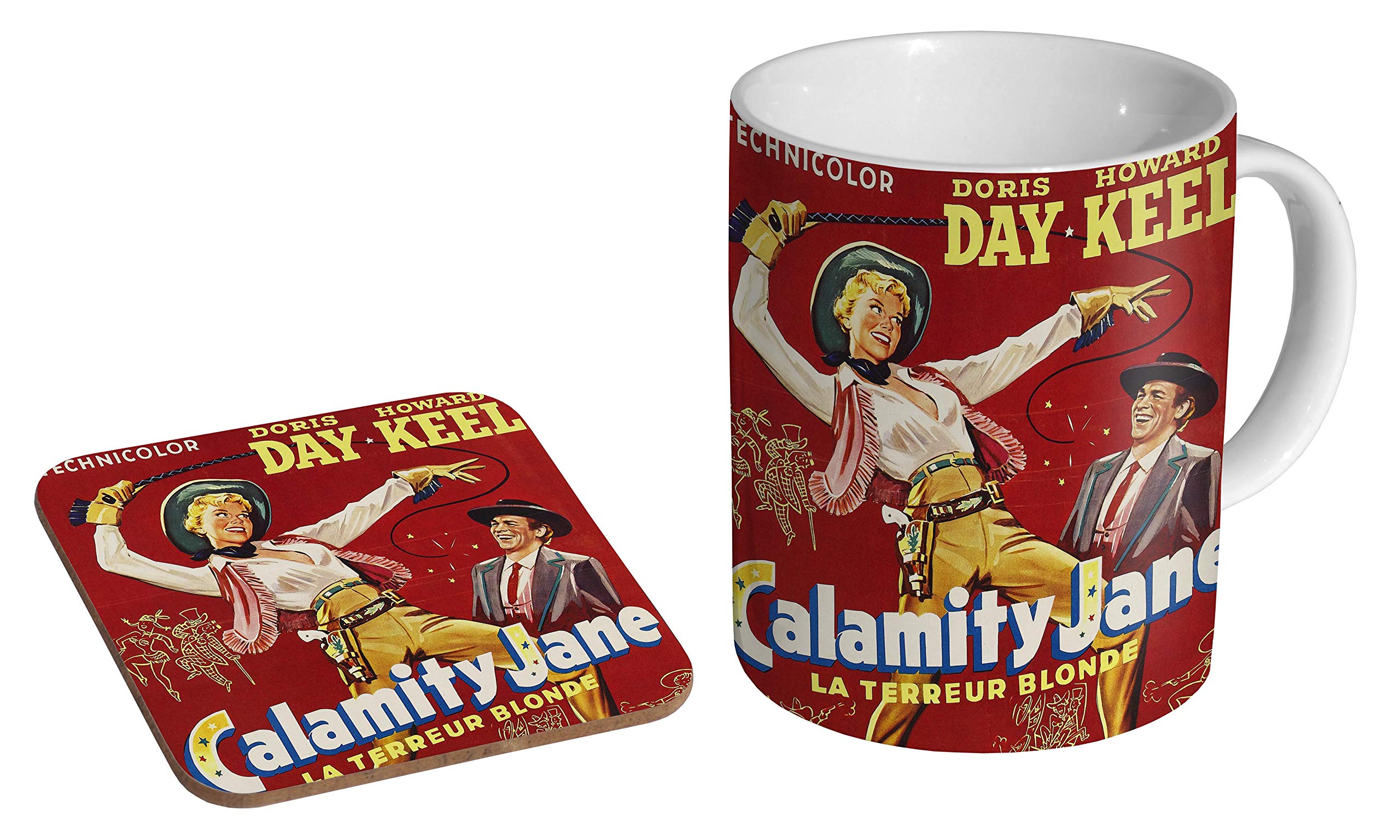 Doris Day Calamity Jane Poster Ceramic Coffee Mug + Coaster Gift Set …
