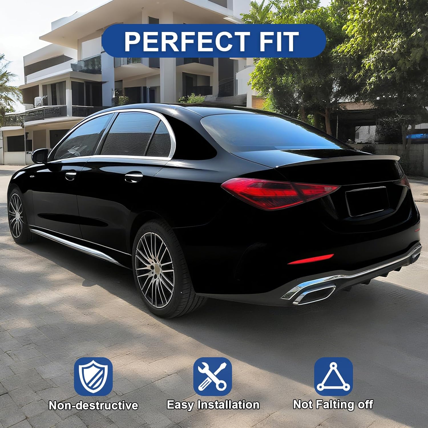 Rear Spoiler Wings for Mercedes Benz C Class W206 2022-2025 C300 C43 4MATIC Trunk Spoiler Wing Trunk Tail Rear Trunk Lid,Glossy Black - AMG Style