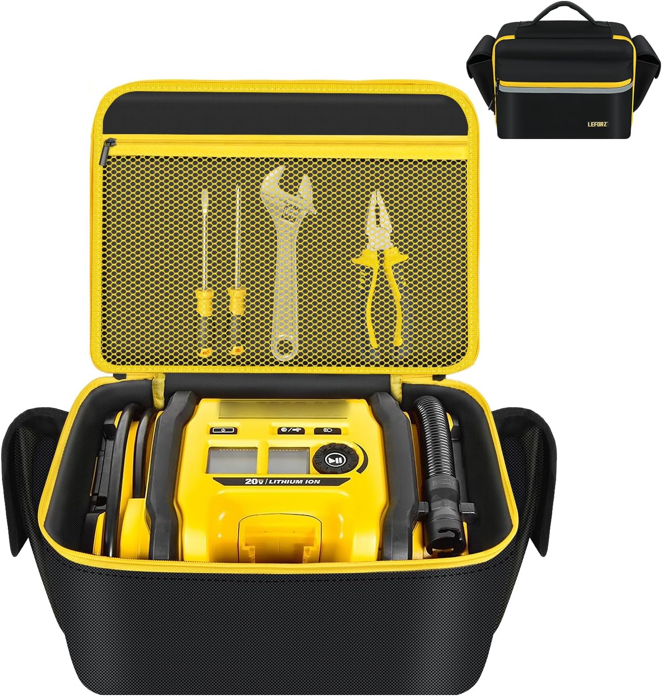 LEFOR·Z Air Compressor Bag Compatible with DEWALT DCC020IB 20V Max Tire Inflator/DCC18N-18V,Portable Cordless Tools Storage Carrying Case with Pocket for Battery Pack and Charging Kit(Bag Only)