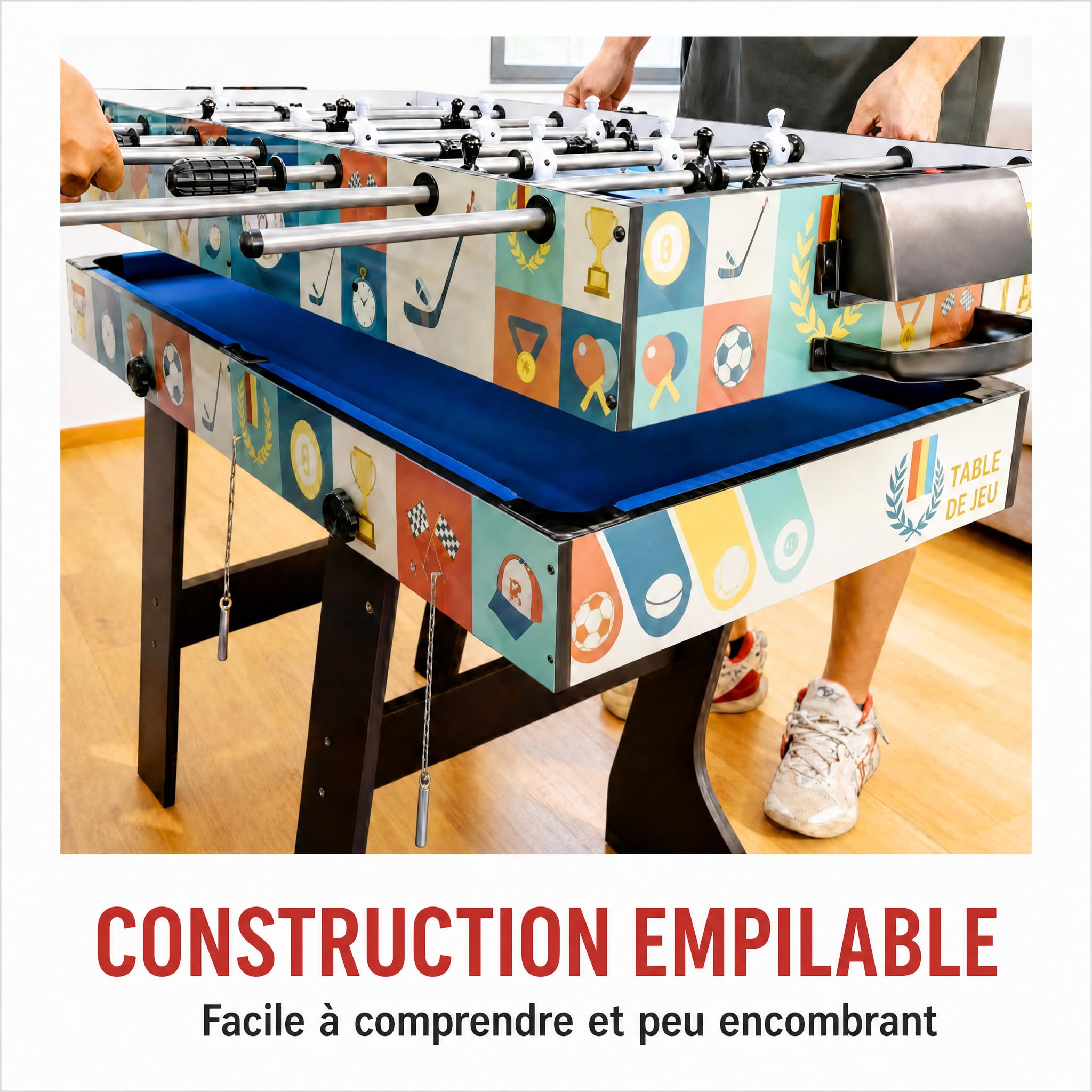 HLC Table multijeux 4 en 1, intégrant BabyFoot, Billard, ping-Pong et air Hockey,Idéal pour Les Adultes et Les Enfants, il constitue Le Cadeau Parfait