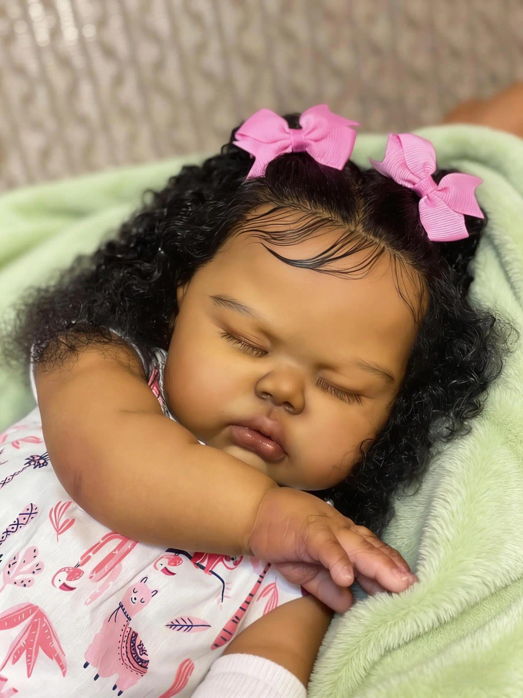 Zero pam Black Reborn Baby Dolls Girls 19 Inch African American Baby Doll, Vinyl Silicone Doll Cloth Body - Image 2