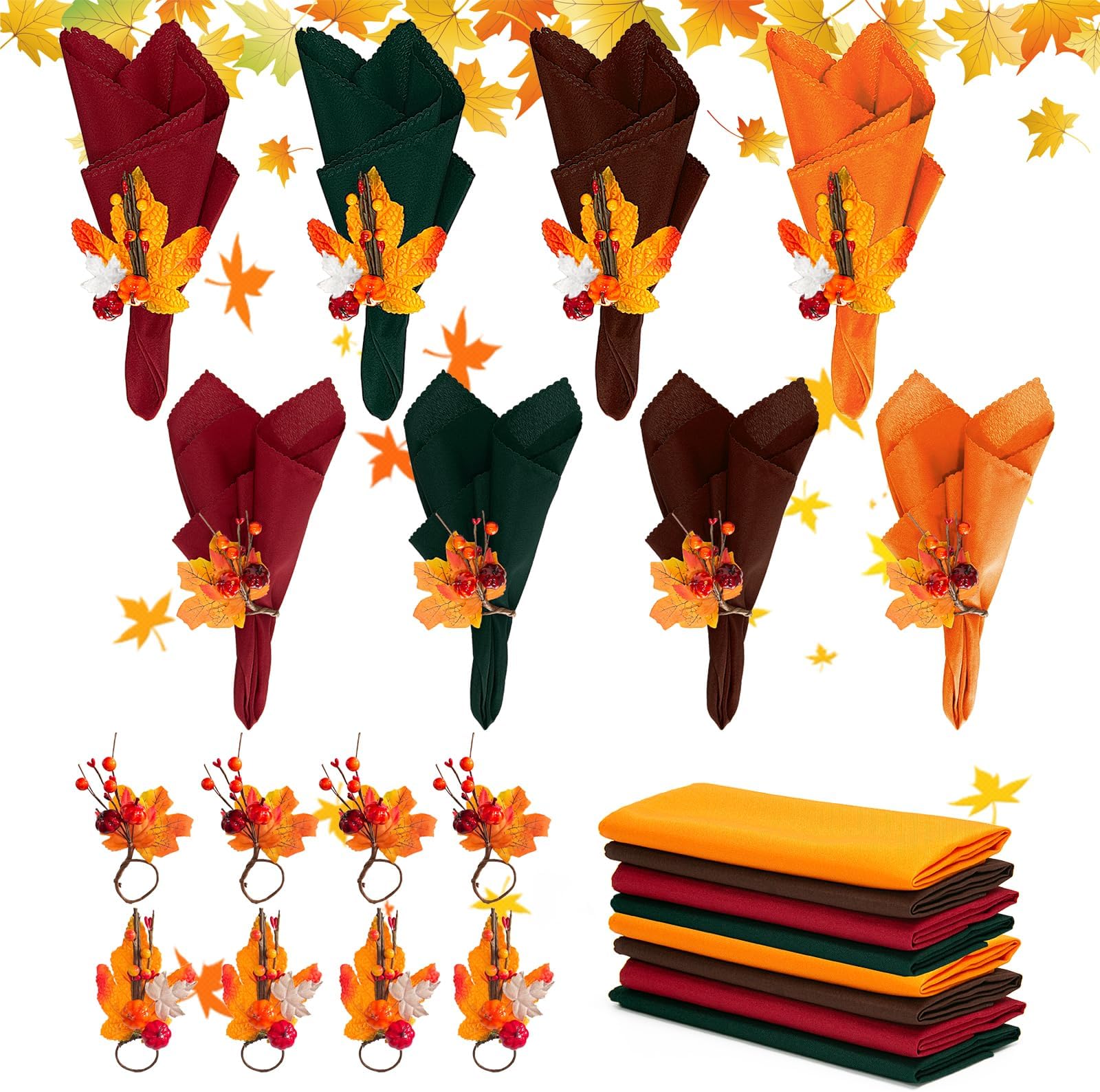 Amazon.com: Fall Napkin Rings Thanksgiving Napkin Rings Artificial ...