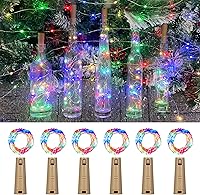 Vista 12 de Luces de botella de vino con corcho, 20 LEDs, 2 metros de luces de corcho de alambre plateado, luces de hadas mini en cadena, para bricolaje