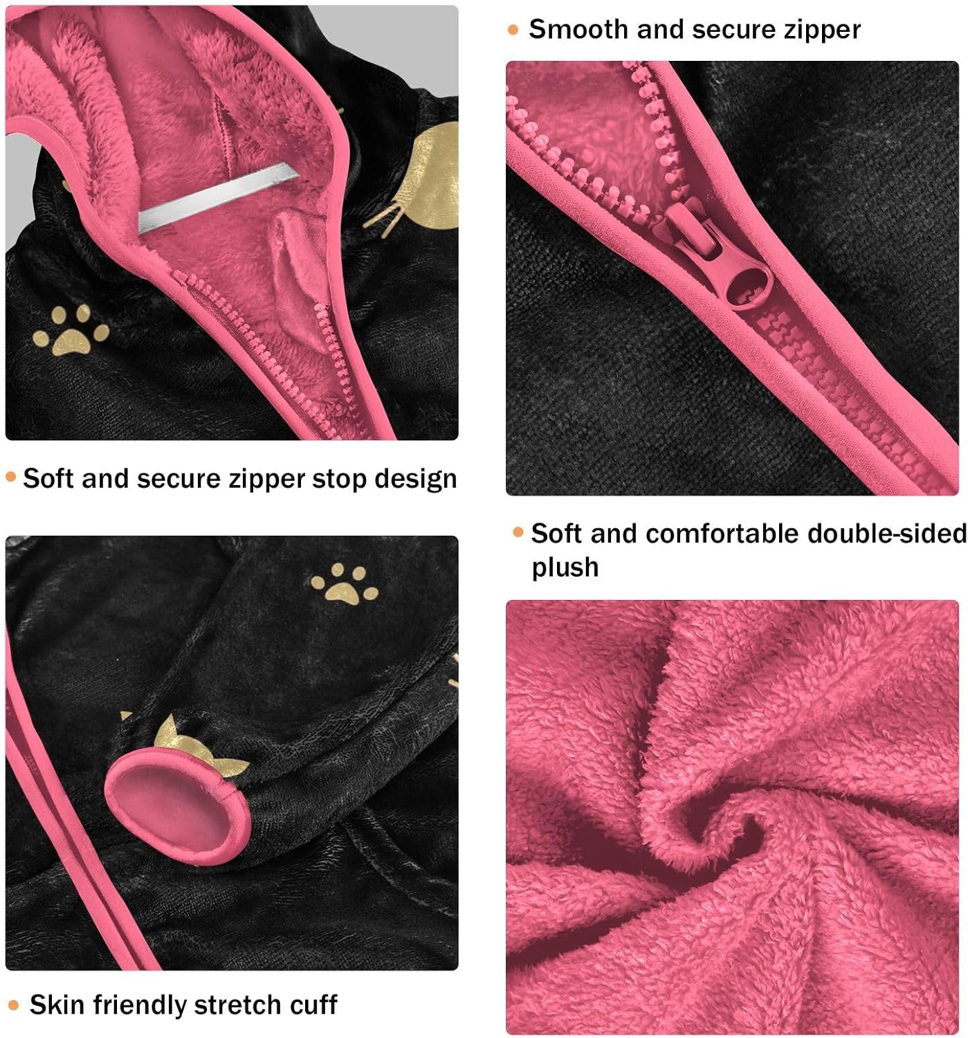Cute Gold Cats Silhouette Sherpa Fleece Girls