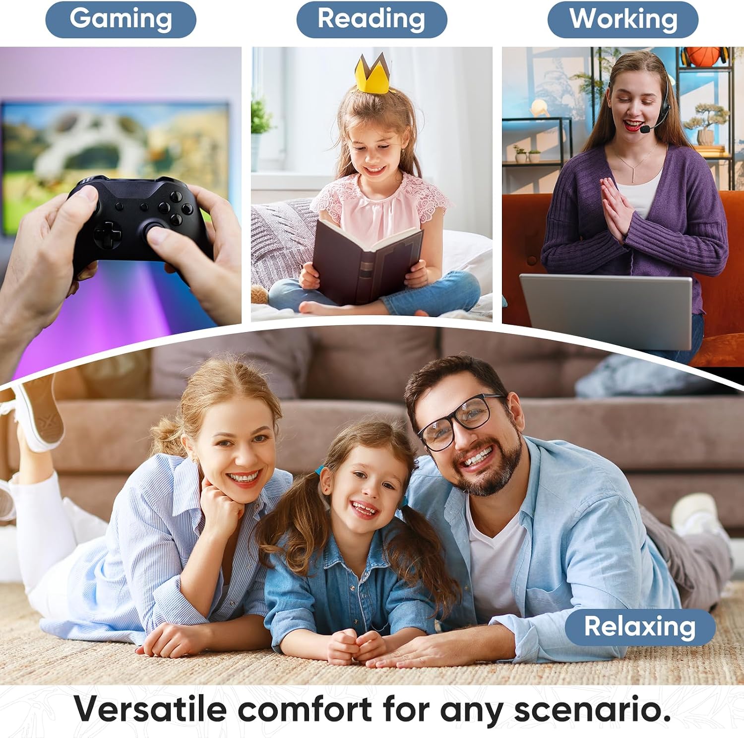 DUMOS 4FT Bean Bag Chair Beanbag for Adults and Kids Oversized Lazy Sofa Living Room Furniture with Removable Washable Cover Giant Comfy Gaming Chair Round Couch for Bedroom Dorm