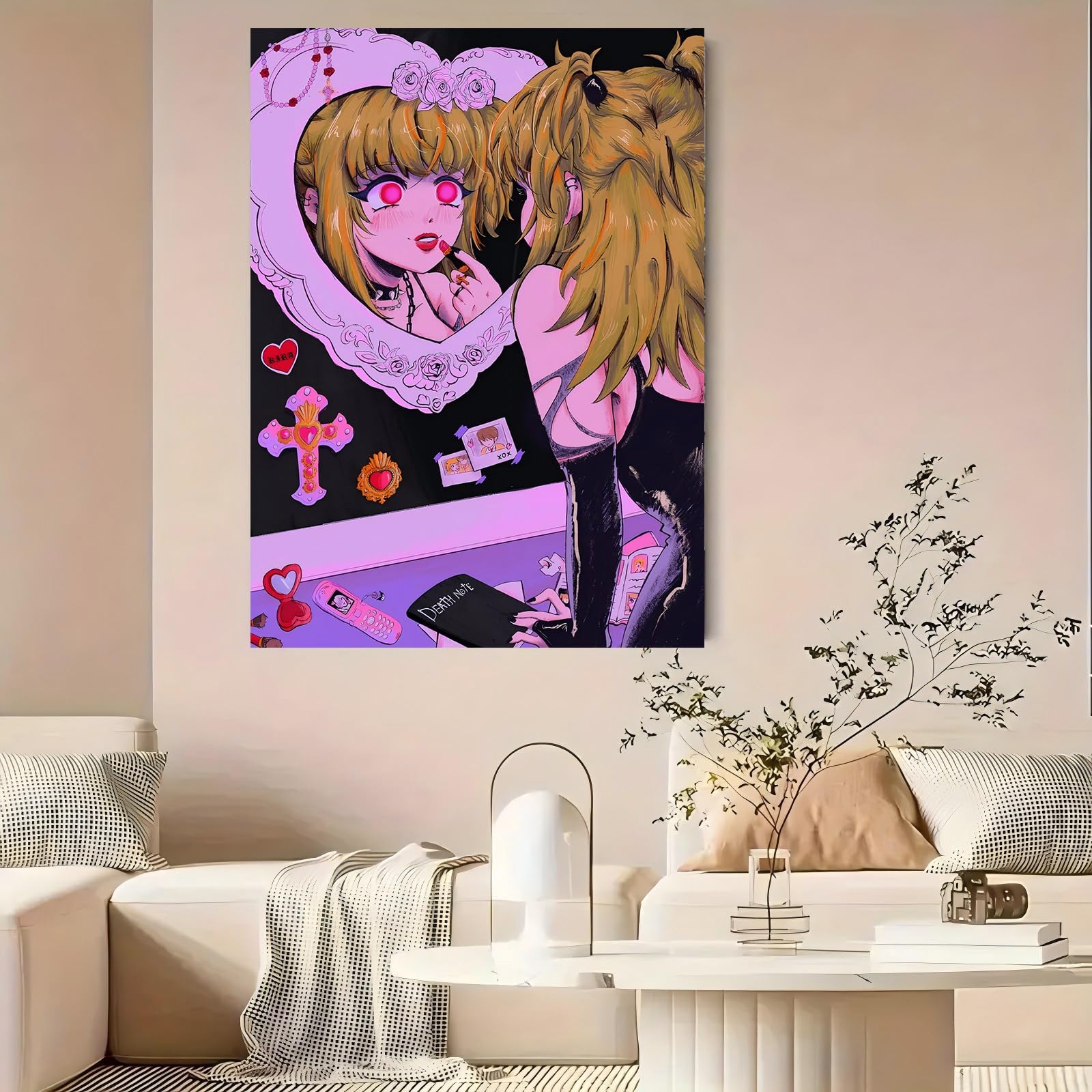 Retro Pink Anime Girl Poster Misa Canvas Posters Room Boys Bedroom Office Decoration Gifts Wall Art Decoration Printing Posters 12x18inchs(30x45cm)