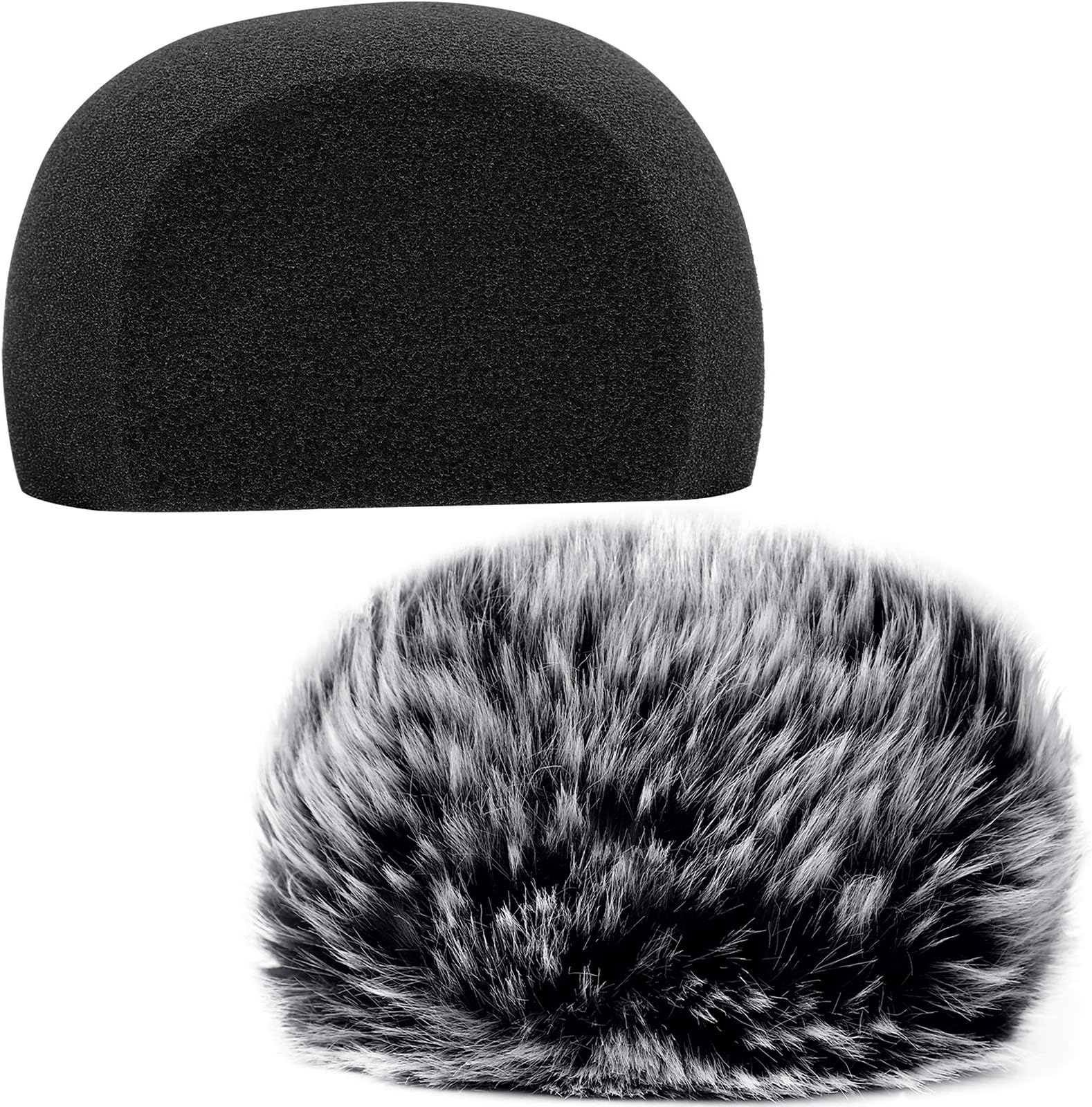ChromLives Windscreen Microphone Wind Muff, Foam Wind Screen Wind Cover Compatible with Zoom H5 H6 Portable Handy Recorder Furry & Foam 2Pack