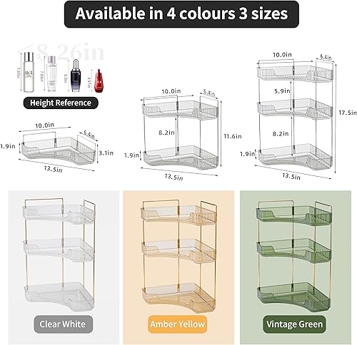 Miniatura 5 de YCIA&DONE Organizador de esquina para encimera de baño, bandeja de perfume cosmético de 3 niveles, organizador de tocador para maquillaje, cuidado