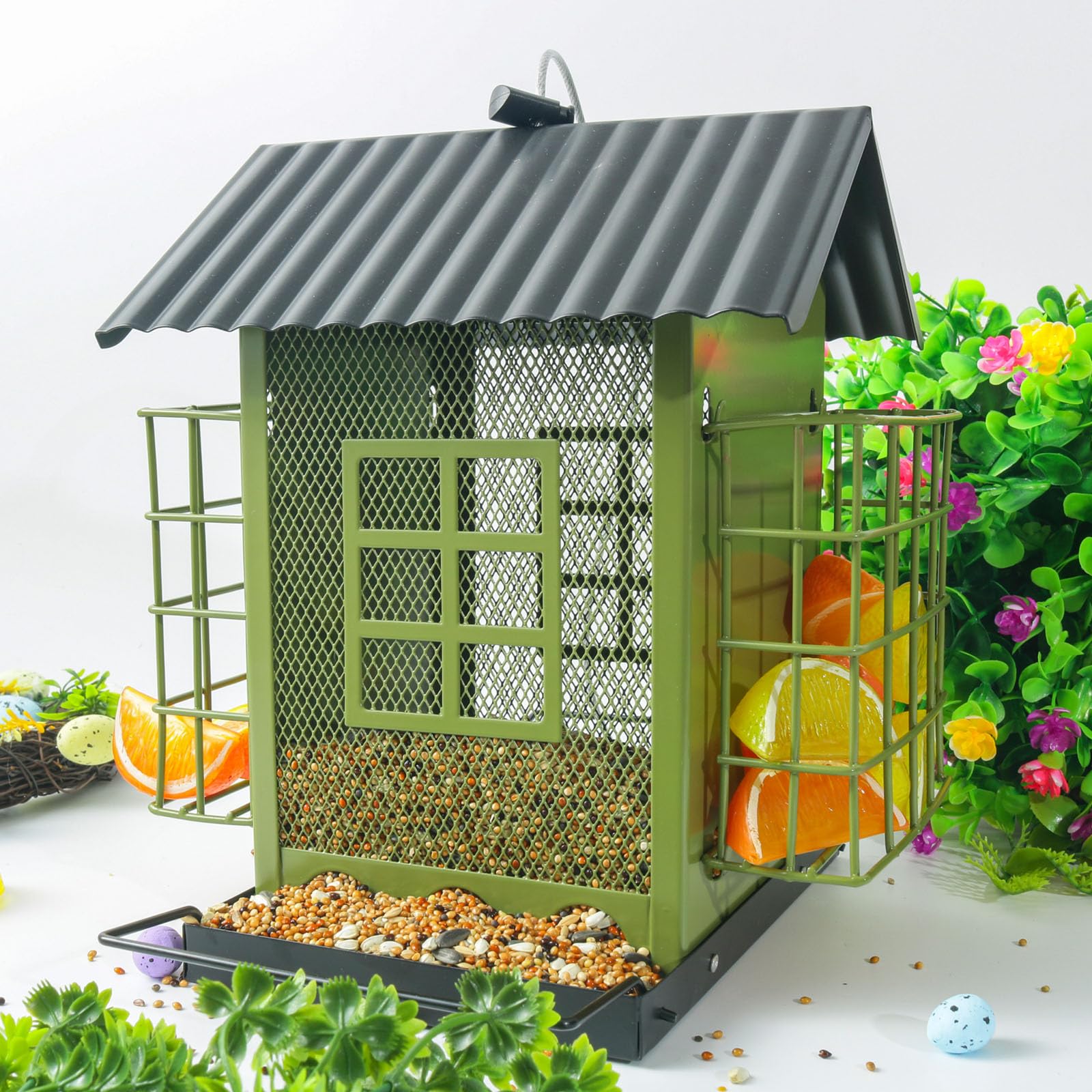 Comederos para pájaros estables y Resistentes a la Intemperie, duraderos, comederos para pájaros Colgantes de Metal, Suministro para observación de Aves en Patio Trasero, Colgante para Exteriores