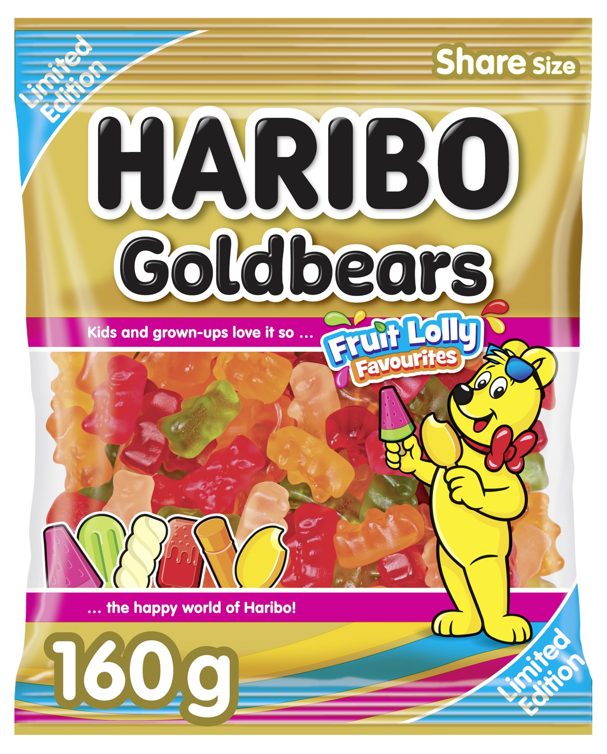 HARIBO Goldbears Fruit Lolly Favourites – 160g Bag of Fruity Gummy Sweets