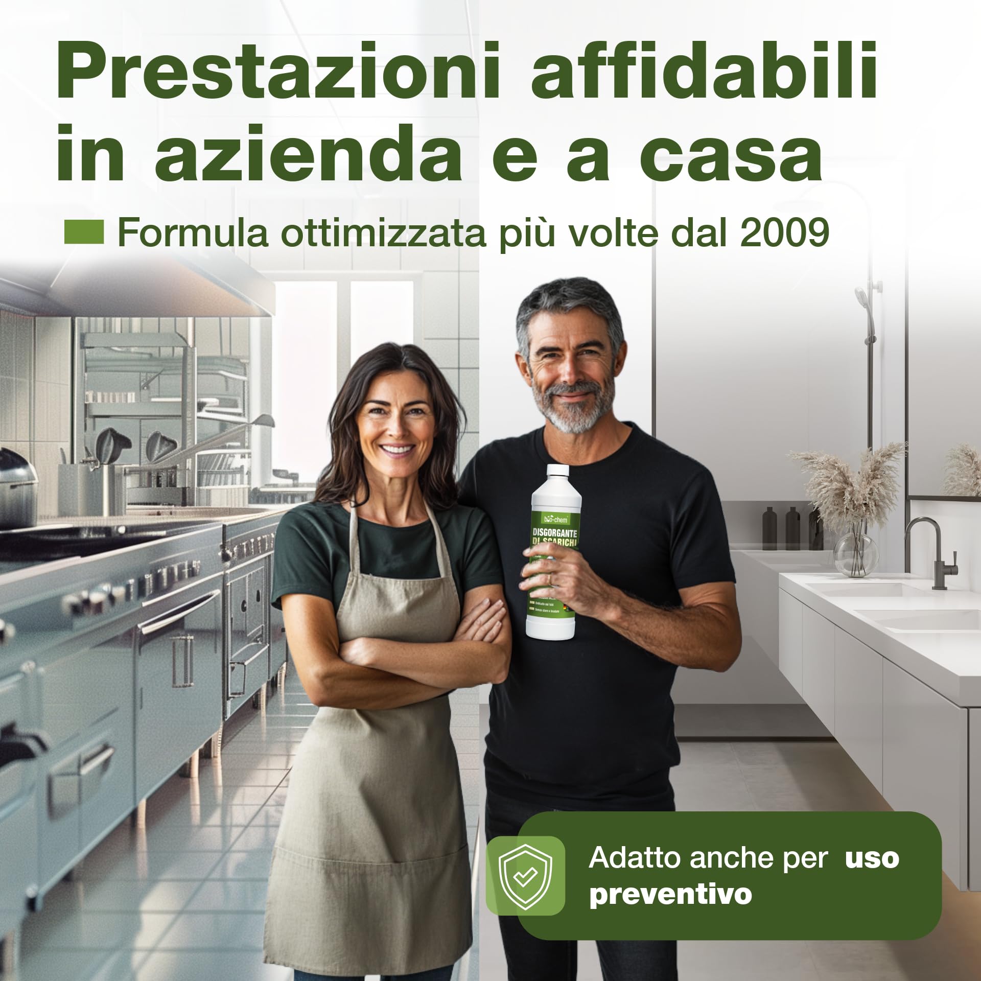 Bio-Chem – Disgorgante professionale per scarichi liquido 2L contro capelli e residui, efficace anche con acqua stagnante, formula concentrata fino a 20 utilizzi