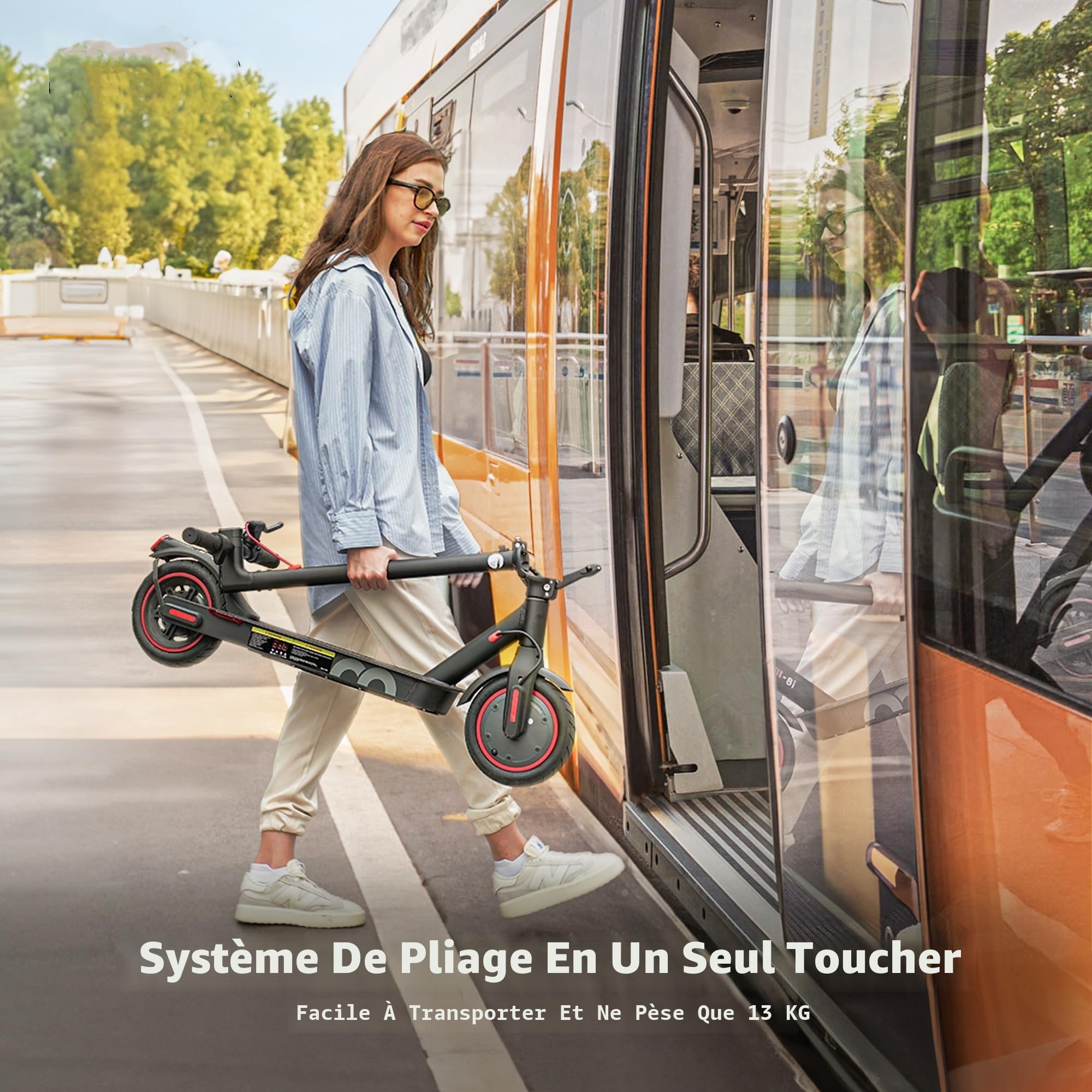 iScooter Trottinette électrique Pliable 8,5" pour Adolescents et Adultes, Moteur de 35O, autonomie 30 km, Max 25 km/h, Charge 100 kg, freinage Double, 3 Modes d'élocité, déplacements Quotidiens
